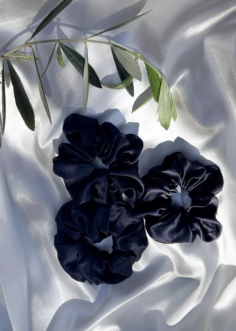 Chouchous silk made in France navy blue