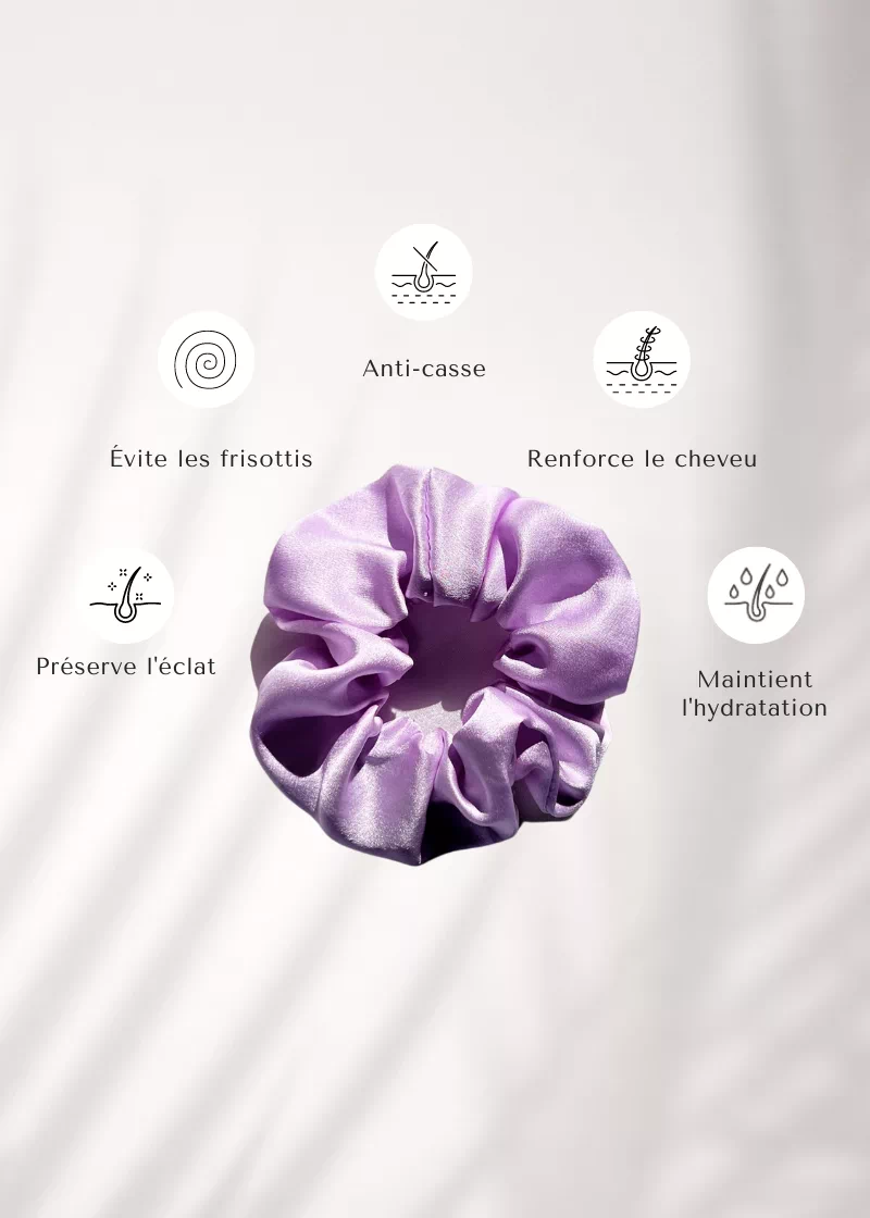 chouchou en soie lilas made in france