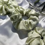 hair scrunchie green moisturizing silk made in France