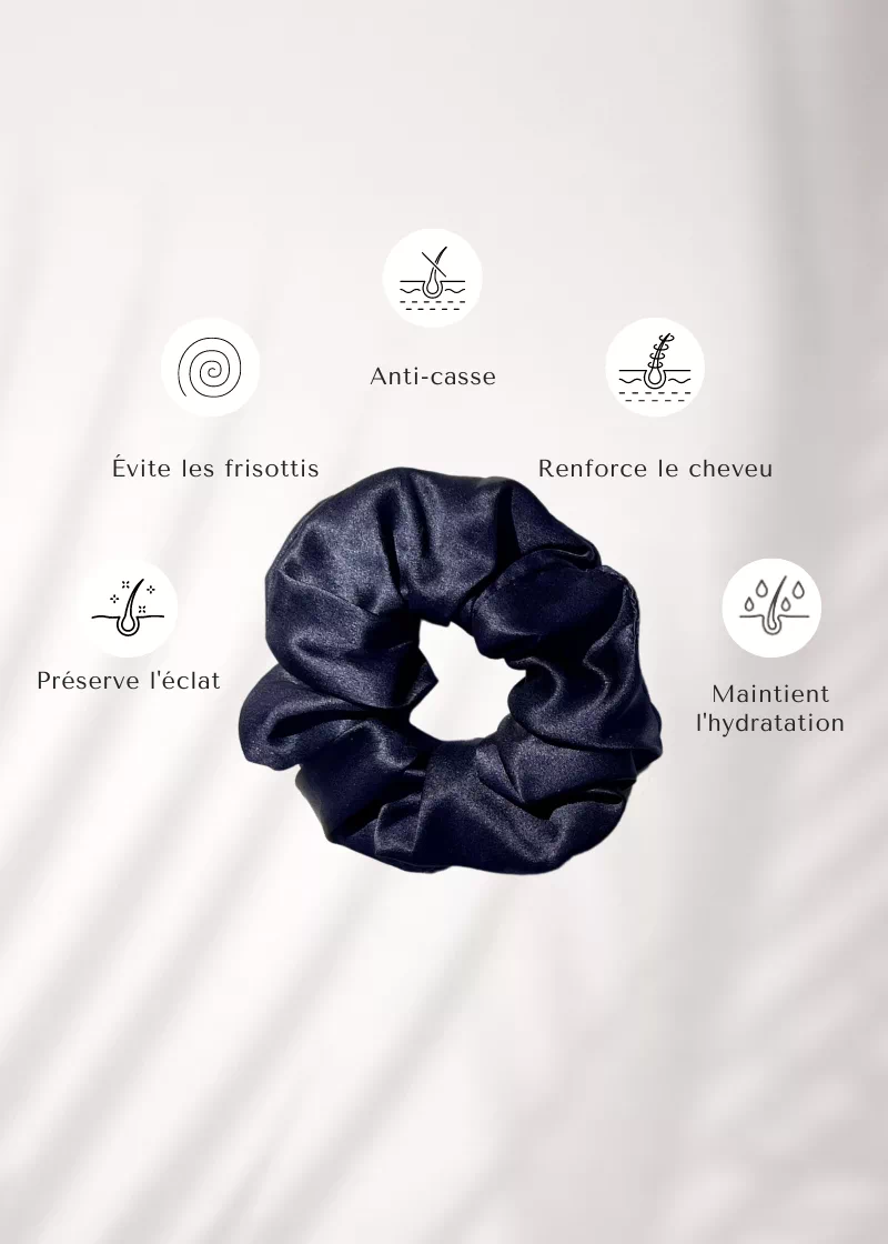 hair scrunchie silk made in France navy blue