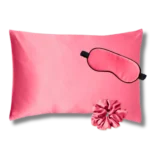 coffret cadeau taie oreiller masque nuit en soie corail