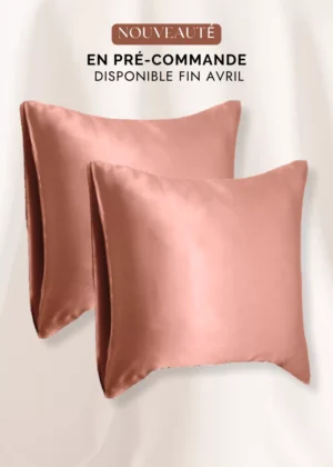 lot de 2 taie en oreiller soie 65x65 terracotta