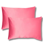 lot de 2 taie oreiller soie 50x70 rose corail