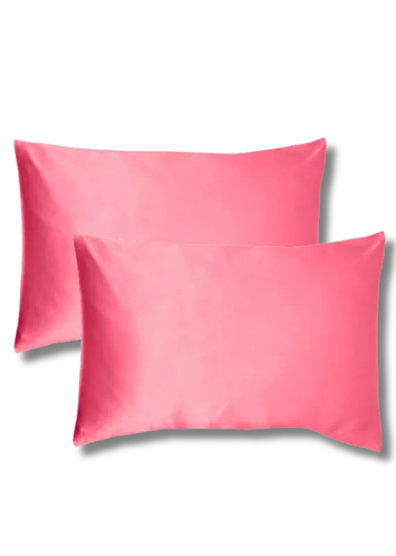 lot de 2 taie oreiller soie 50x70 rose corail