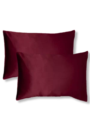 lot de 2 taies oreiller soie 50x70 bordeaux