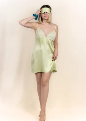 nuisette soie femme luxe vert amande