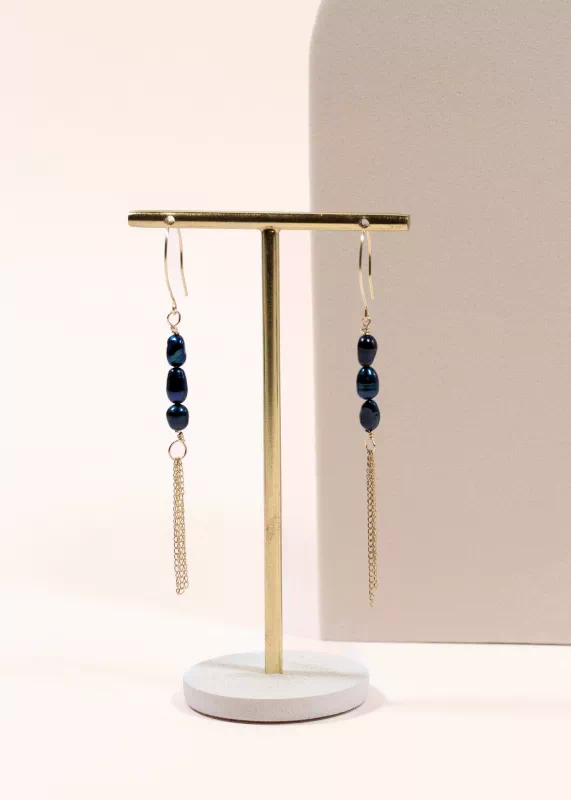 boucles d'oreille femme perles naturelles bleu