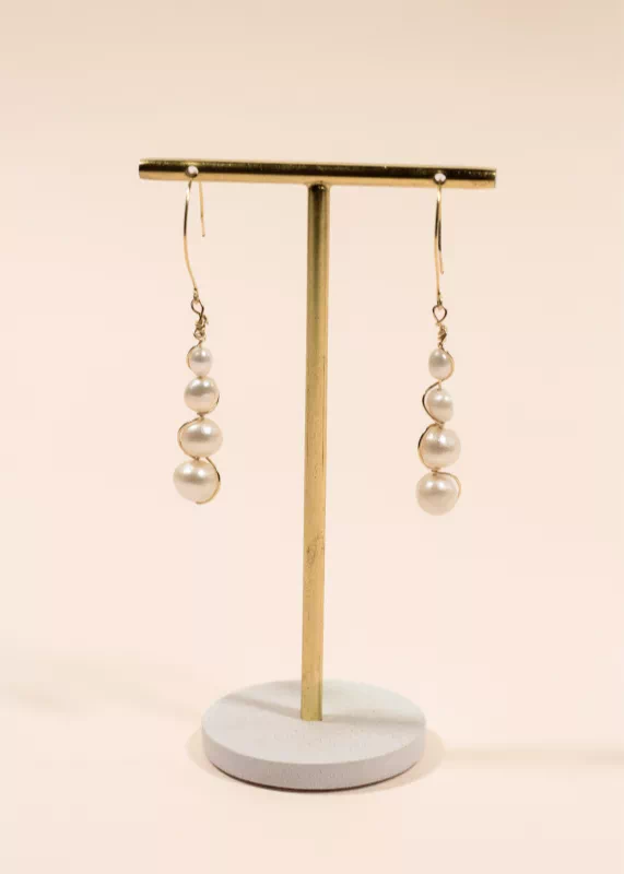 boucles d'oreilles or laminé made in france perles eau