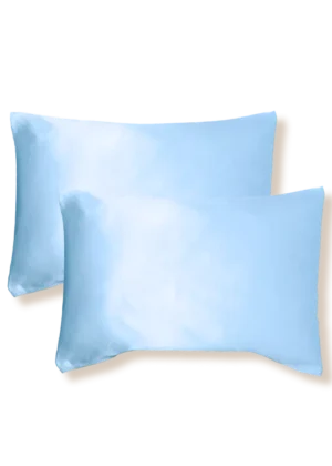 lot de 2 taie oreiller soie 50x70 bleu ciel