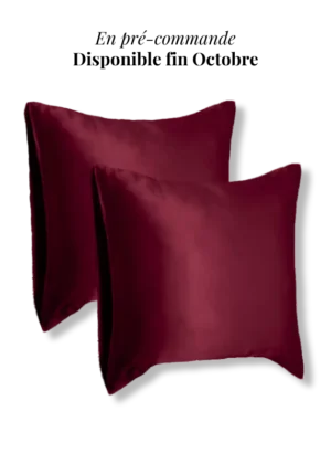 lot de 2 taie oreiller soie 65x65 bordeaux preco