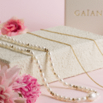 Collier or laminé 14K et perles de culture blanches Éclipse