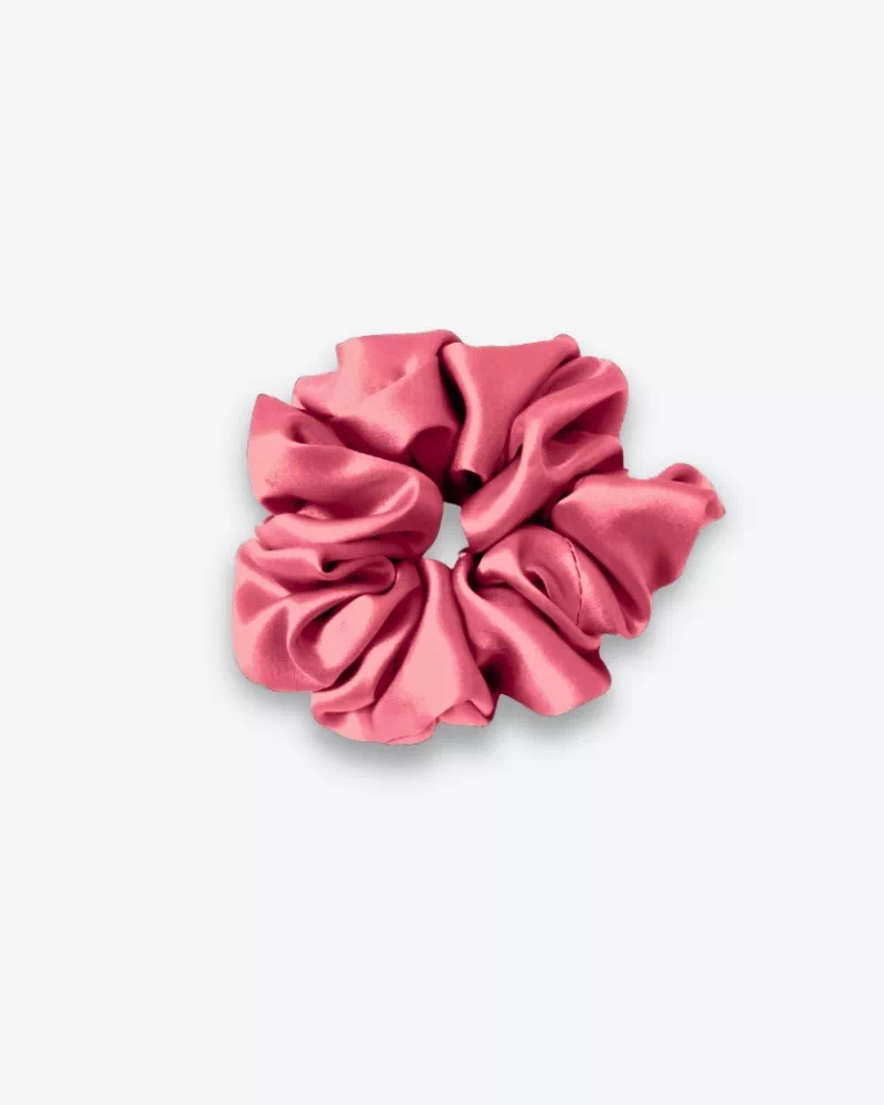 Chouchou en soie coloris rose corail