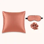 Coffret en soie terracotta taie 65x65, masque et chouchou