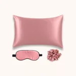 Coffret en soie bois de rose rectangulaire 50x70, masque et chouchou