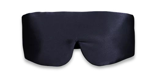 Masque de nuit bandeau réglable en soie bleu nuit