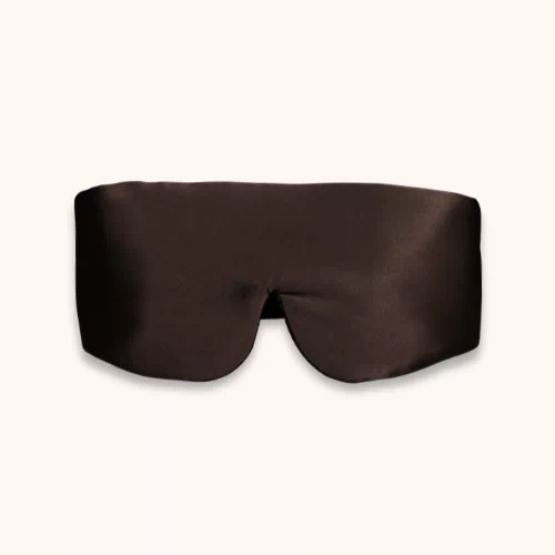Masque bandeau réglable en soie marron chocolat, soin du sommeil Gaïanne
