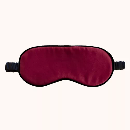 Masque de nuit en soie bordeaux