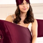 Masque en soie bordeaux ajustable Made in France