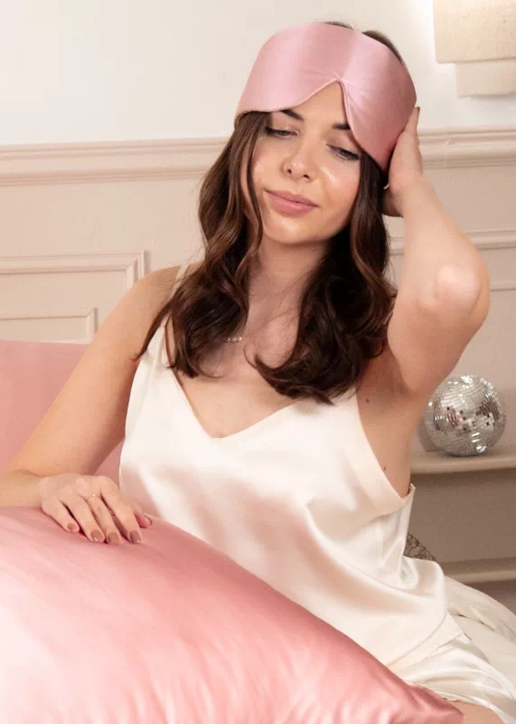 Masque réglable en soie Bois de rose, occultant