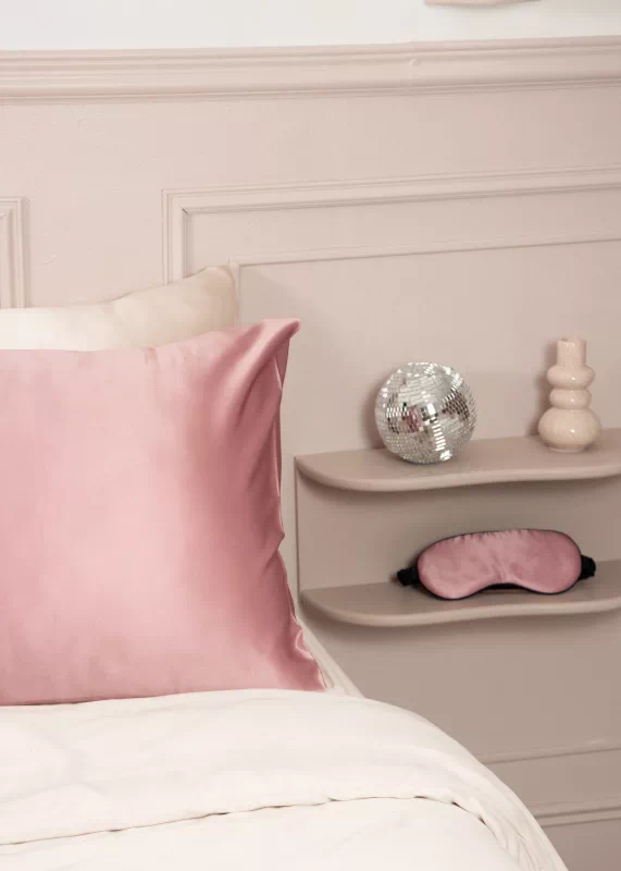 taie d’oreiller en soie vieux rose premium