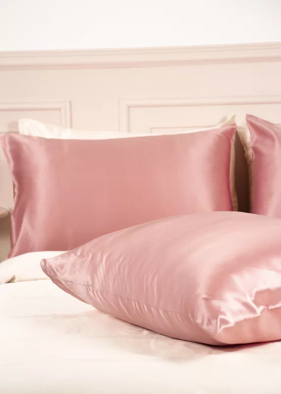 Taie d’oreiller en soie Bois de rose – Made in France
