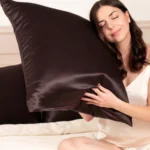 taie en soie de mûrier marron chocolat fabriquée en France