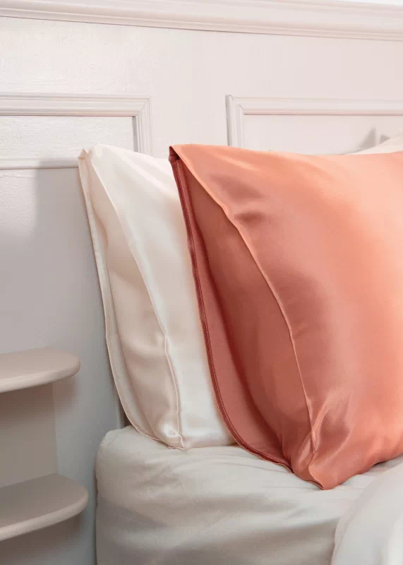 taie d’oreiller en soie de mûrier terracotta haut de gamme