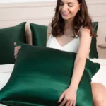 Taie verte en soie de mûrier haut de gamme, idéale pour peau sensible