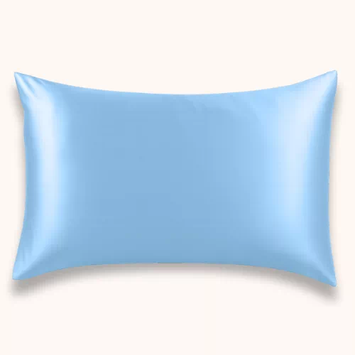 taie oreiller en soie bleu ciel made in france
