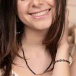 bracelet 2 en 1 collier femme bleu