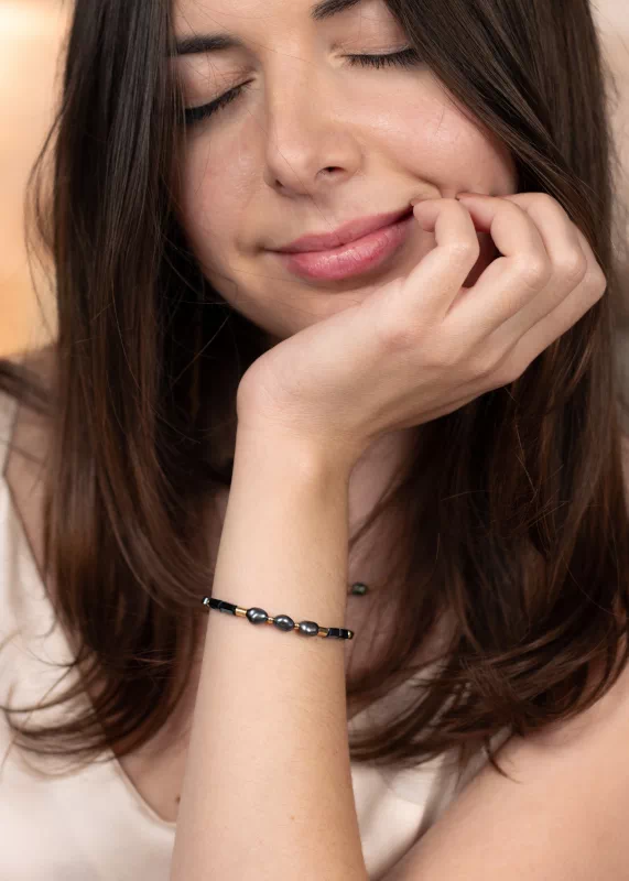 bracelet en perles d eau douces bleu