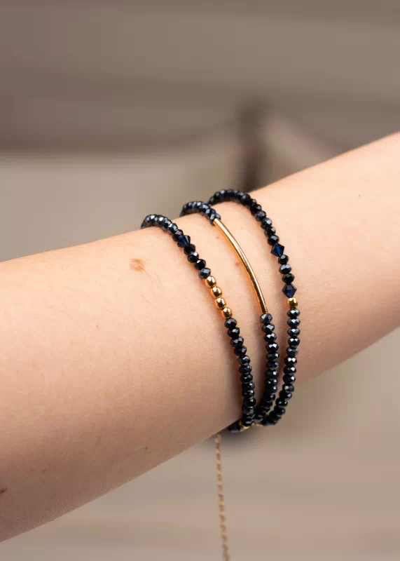 bracelet multirangs femme or lamine