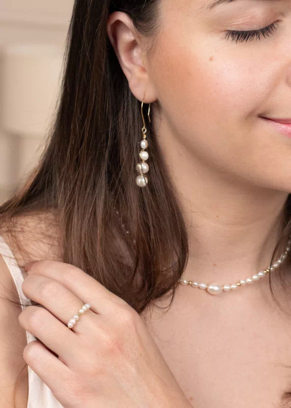 collier femme en perles blanches made in france