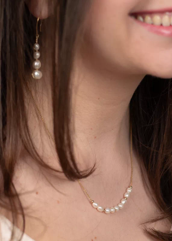 collier femme en perles blanches made in france