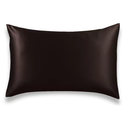 Taie d’oreiller en soie marron fabriquée en France