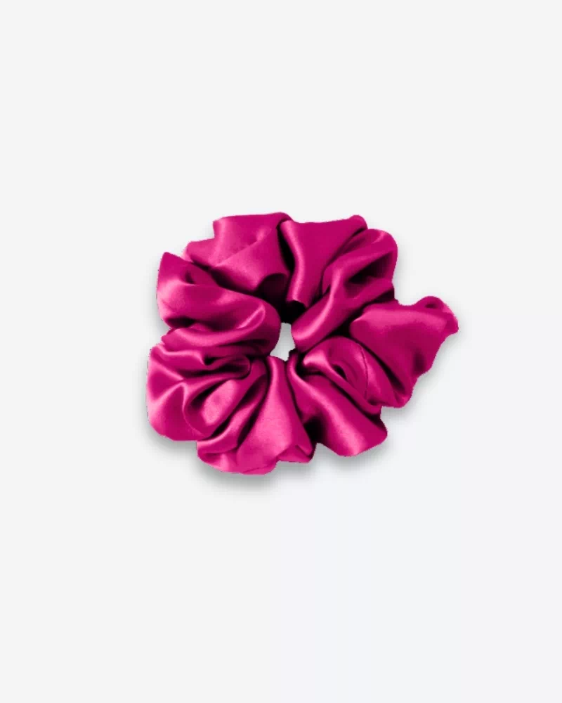 Chouchou en soie coloris fuchsia