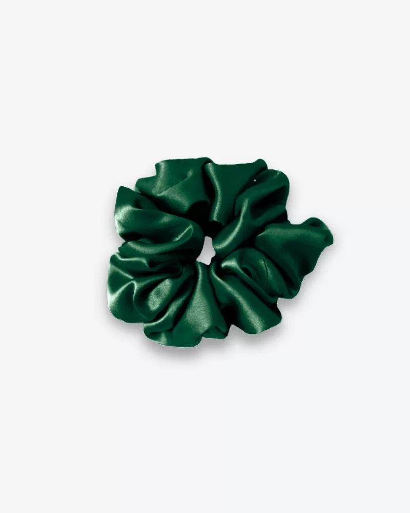 Chouchou en soie coloris vert sapin