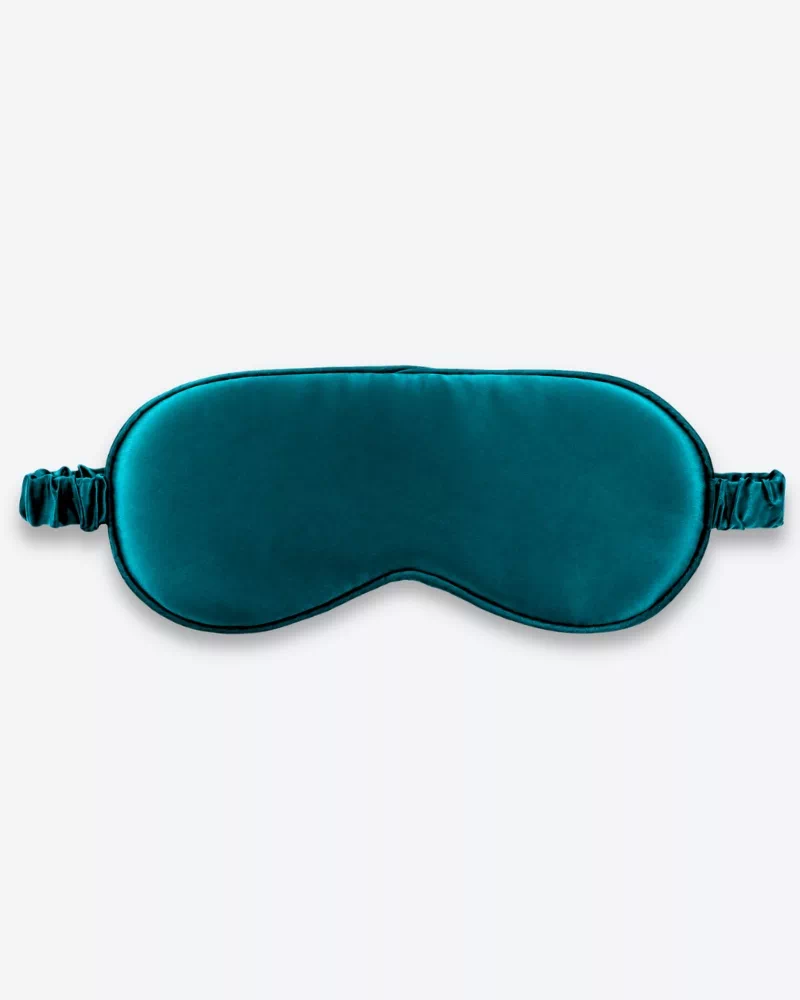 Masque de nuit en soie bleu canard