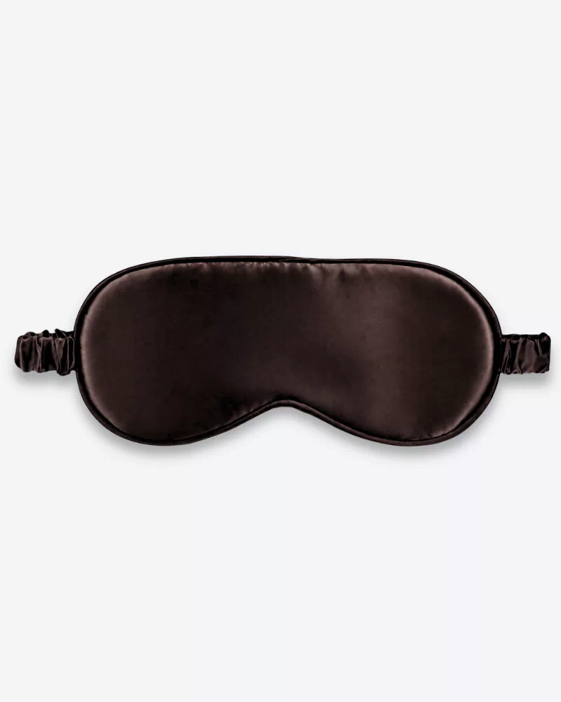 Masque de nuit en soie marron chocolat