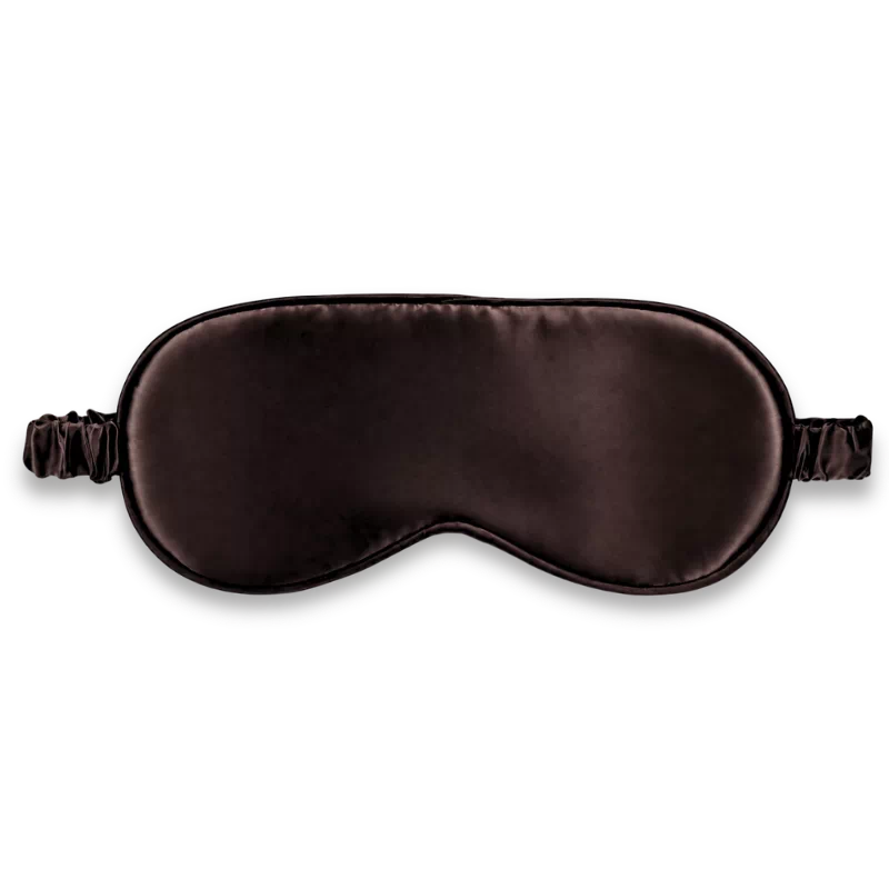 Masque de nuit en soie marron chocolat
