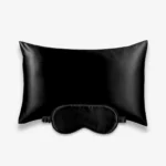 Coffret Beauty Sleep : taie d’oreiller et masque de nuit classique en soie noire.