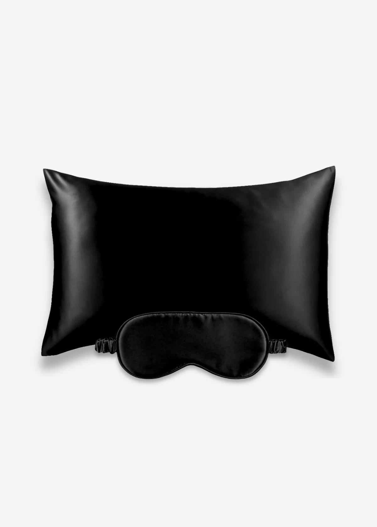 Coffret Beauty Sleep : taie d’oreiller et masque de nuit classique en soie noire.