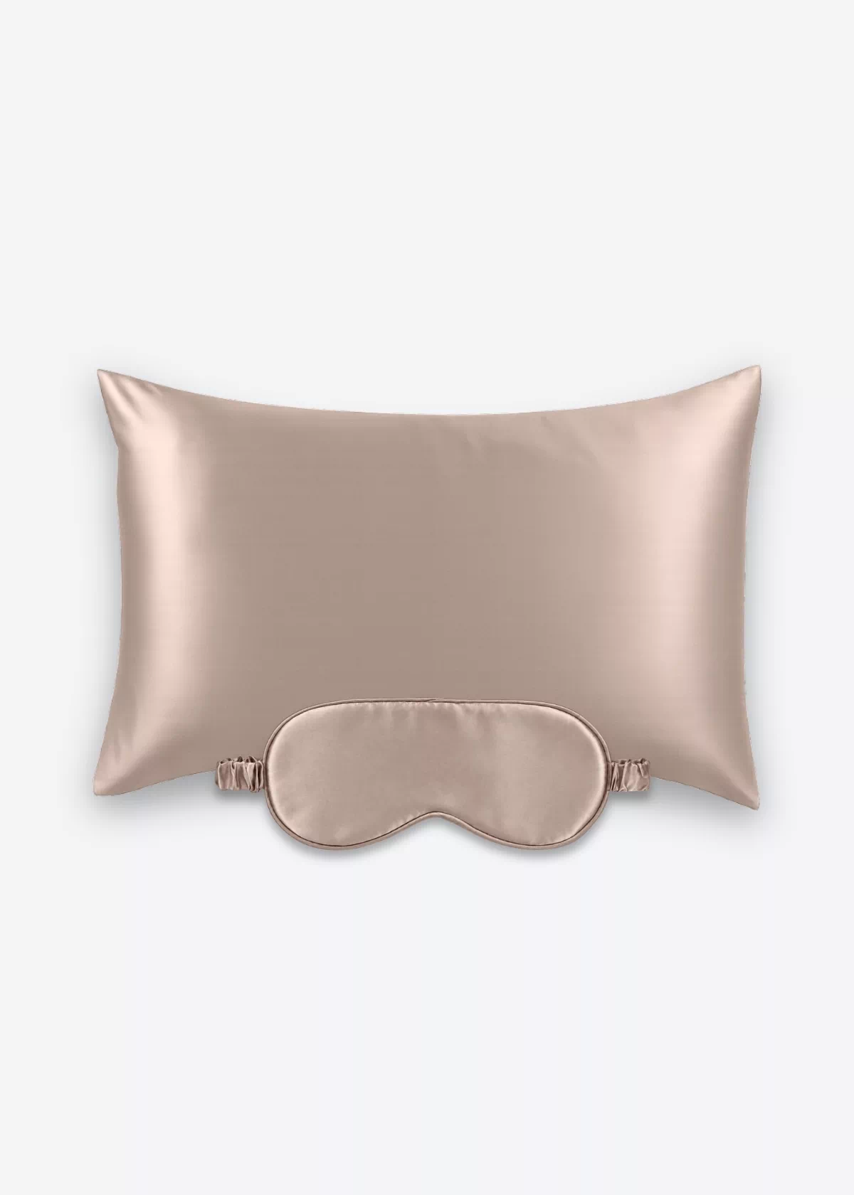 Coffret Beauty Sleep : taie d’oreiller et masque de nuit classique en soie taupe.