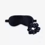 Coffret Duo Nuit : masque de nuit classique et grand chouchou en soie bleu nuit.