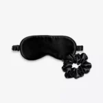 Coffret Duo Nuit : masque de nuit classique et grand chouchou en soie noire.