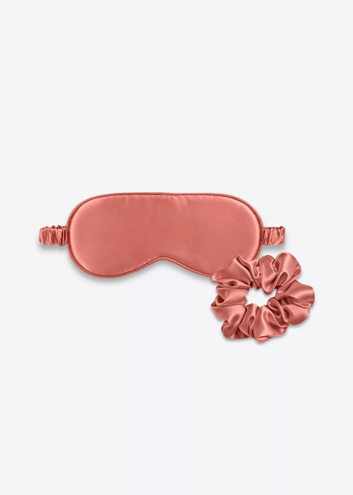 Coffret Duo Nuit : masque de nuit classique et grand chouchou en soie terracotta.
