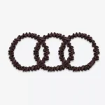 Trois chouchous fins en soie marron chocolat.