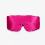 Masque bandeau réglable en soie rose fuchsia, vu de face.
