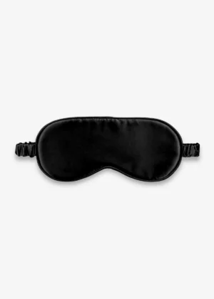 Masque de nuit classique en soie noir, vu de face.