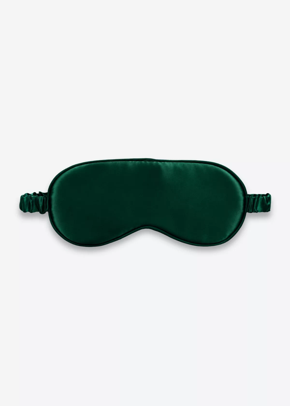 Masque de nuit classique en soie vert sapin, vu de face.